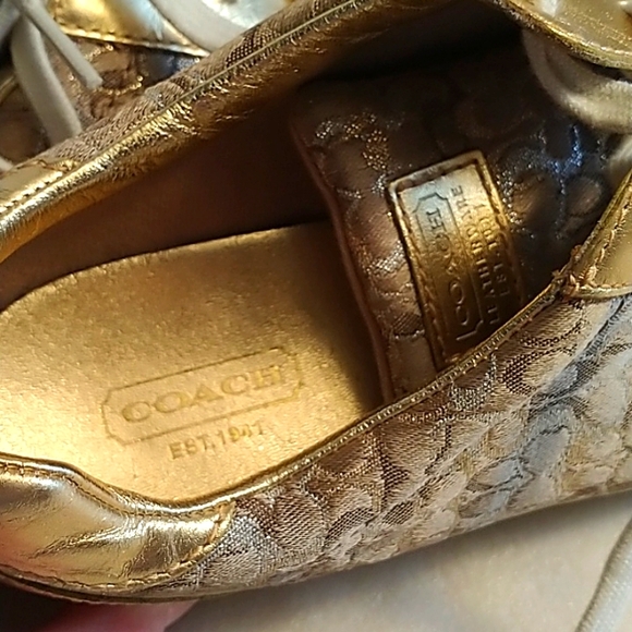 Gold and Brown Women's Sneakers Coach Size 8.5M - Picture 10 of 12